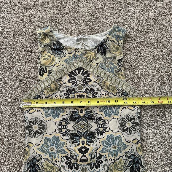Free People Intimately cream, yellow & navy paisley open back bodysuit S - Picture 10 of 11